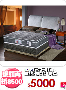 ESSE獨家買床送床<BR>
三線獨立筒雙人床墊