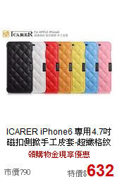 ICARER iPhone6 專用4.7吋 
磁扣側掀手工皮套-超纖格紋