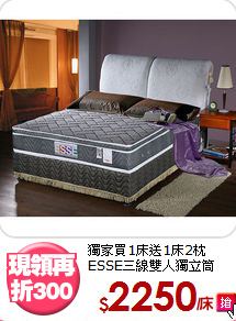 獨家買1床送1床2枕<BR>
ESSE三線雙人獨立筒