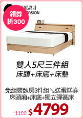 免組裝臥房3件組↘送蛋糕券
床頭廂+床底+獨立彈簧床