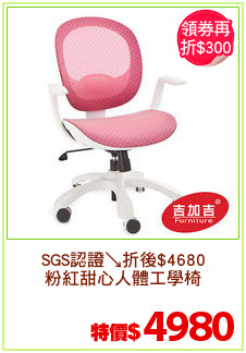 SGS認證↘折後$4680
粉紅甜心人體工學椅