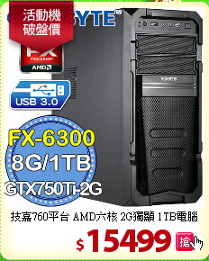 技嘉760平台 AMD六核 
2G獨顯 1TB電腦