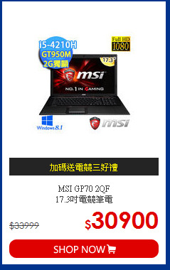 MSI GP70 2QF<br>17.3吋電競筆電