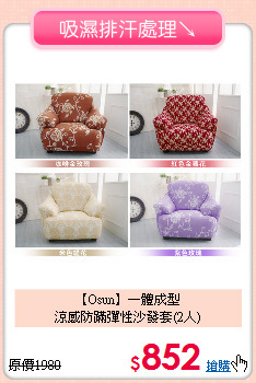 【Osun】一體成型<BR>
涼感防蹣彈性沙發套(2人)