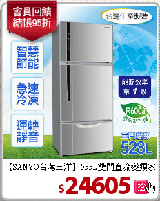 【SANYO台灣三洋】533L雙門直流變頻冰箱