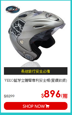 VEKO藍芽立體聲專利安全帽(星鑽鈦銀)