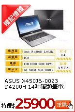 ASUS X450JB-0023
D4200H 14吋獨顯筆電