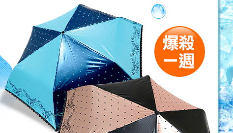 日本雨之戀雙色自動傘-水玉玫瑰系列