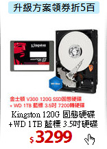Kingston 120G 固態硬碟 <BR>
+WD 1TB 藍標 3.5吋硬碟
