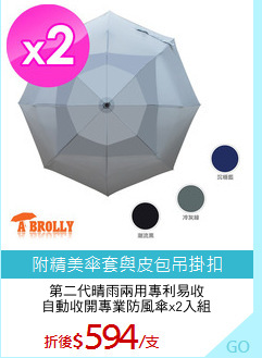 第二代晴雨兩用專利易收
自動收開專業防風傘x2入組