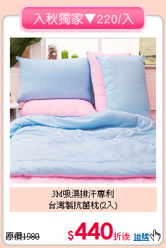 3M吸濕排汗專利<BR>
台灣製抗菌枕(2入)