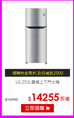 LG 253L變頻上下門冰箱