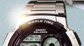 CASIO世界奇觀電子數位運動不鏽鋼腕錶
