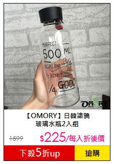 【OMORY】日韓塗鴉<br>玻璃水瓶2入組