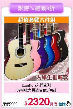 KingRosa入門系列<BR>
39吋缺角民謠吉他6件組