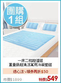 一床二枕超值組<BR>
重量級超清涼萬用冷凝墊組