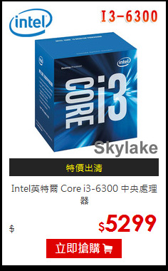 Intel英特爾 Core
 i3-6300 中央處理器