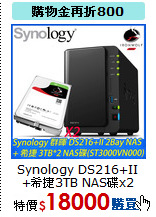 Synology DS216+II
+希捷3TB NAS碟x2