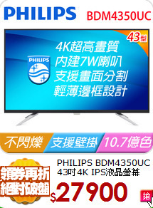PHILIPS BDM4350UC 
43吋4K IPS液晶螢幕