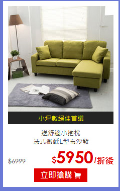 送舒適小抱枕<br>
法式微醺L型布沙發