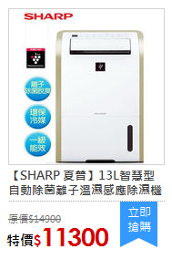 【SHARP 夏普】13L智慧型自動除菌離子溫濕感應除濕機