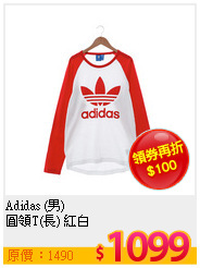 Adidas (男) <BR>圓領T(長) 紅白