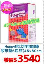 Huppy哈比狗狗訓練
尿布墊6包裝(45x60cm)