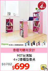 MIT台灣製<br>
4+2書櫃型書桌