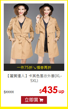 【麗質達人】卡其色風衣外套(XL-5XL)