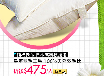 純棉表布 日本高科技技術皇室羽毛工房 100%天然羽毛枕