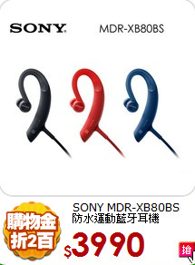 SONY MDR-XB80BS<br>
防水運動藍牙耳機