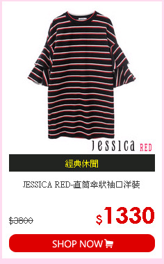 JESSICA RED-直筒傘狀袖口洋裝
