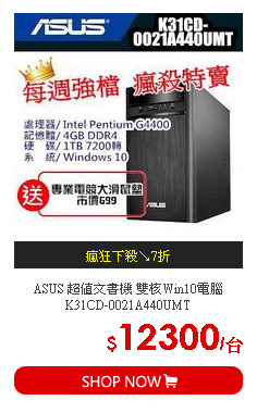 ASUS 超值文書機 雙核Win10電腦 K31CD-0021A440UMT
