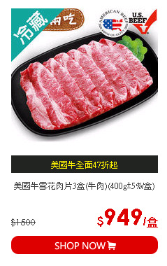美國牛雪花肉片3盒(牛肉)(400g±5%/盒)