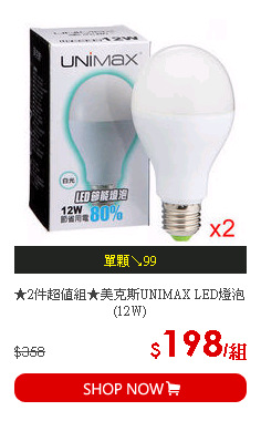★2件超值組★美克斯UNIMAX LED燈泡(12W)