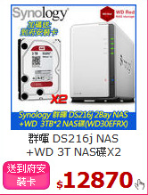 群暉 DS216j NAS<BR>
+WD 3T NAS碟X2