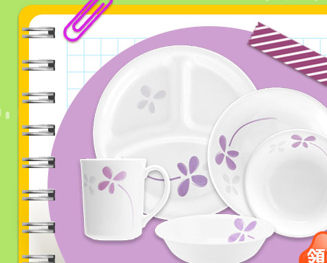 美國康寧CORELLE紫色幸運草5件式餐盤組