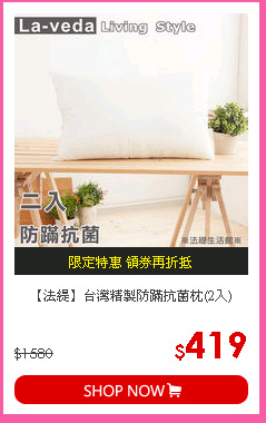 【法緹】台灣精製防蹣抗菌枕(2入)