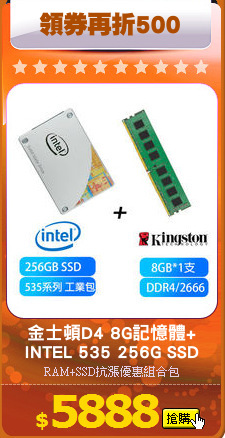 金士頓D4 8G記憶體+
INTEL 535 256G SSD