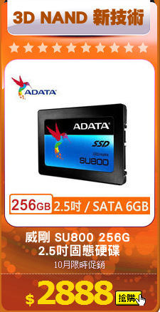 威剛 SU800 256G 
2.5吋固態硬碟