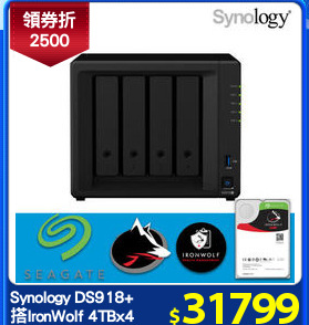 Synology DS918+
搭IronWolf 4TBx4