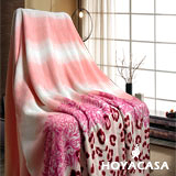 《HOYACASA粉彩豹紋》舒柔法萊絨毛毯