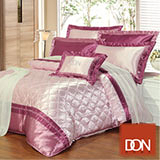 《DON─緞彩夢境》特大七件式緞面拼接兩用被床罩組(紫)