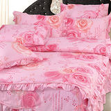 義大利La Belle 摯愛玫瑰-加大八件式鋪棉兩用被床罩組
