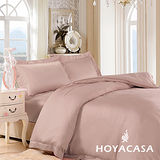 《HOYACASA 天絲素色. 裸》加大四件式天絲刺繡被套床包組