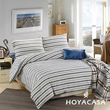 《HOYACASA 自然主義-藍調爵士》水洗棉雙人四件式被套床包組