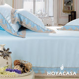《HOYACASA 蔚藍風情》雙人四件式天絲蕾絲被套床包組