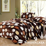 《HOYACASA 綿羊花》雙人四件式法蘭絨兩用被床包組