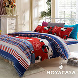 《HOYACASA 足球寶貝》雙人四件式法蘭絨兩用被床包組