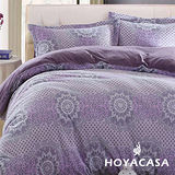《HOYACASA 紫夢花語》加大四件式短毛絨立體雕花兩用被床包組